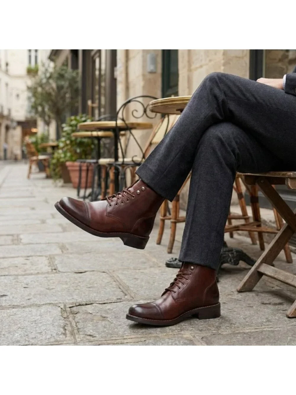 Men's Burgundy Casual Leather Dress Lace Up Ankle Boots Slip on Chukka Boots